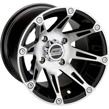 Rear - Machined Black - 14x8 - 4/156 - 4+4 FOR MANY MODELS OF POLARIS & KAWASAKI MULE