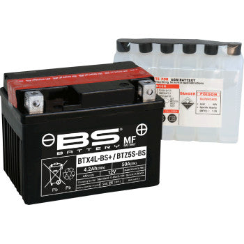 BS BATTERY BTX5S/ BS BTX4L -BS FOR KAWASAKI, KTM, HUSQVARNA, HYOSUNG, ETON, GASGAS, & HONDA