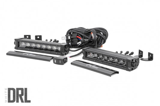 ROUGH COUNTRY BLACK SERIES LED LIGHT BAR COOL WHITE DRL | 8 INCH | SINGLE ROW PAIR