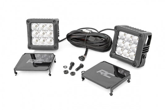 ROUGH COUNTRY CHROME SERIES LED LIGHT PAIR 4 INCH | SQUARE | WHITE DRL