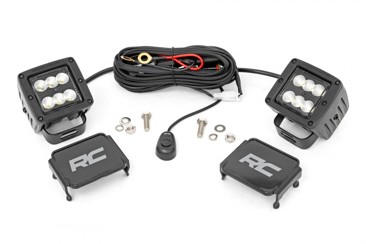 ROUGH COUNTRY 2-INCH SQUARE CREE LED LIGHTS - (PAIR BLACK SERIES)