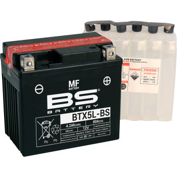 MF BATTERY BTX5L-BS MAINTENANCE FREE BATTERY for POLARIS, KAWASAKI, HONDA, BETA, YAMAHA, SUZUKI, HYOSUNG, & ETON