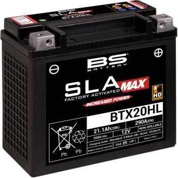 SLA MAX FACTORY ACTIVATED BATTERY FOR INDIAN, HARLEY DAVIDSON, HONDA, POLARIS, KYMCO, TRIUMPH & VICTORY