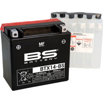 BS BATTERY 300681SLA Factory- Activated AGM Maintenance-Free Battery Battery - BTX14 (YTX) FOR SUZUKI, KAWASAKI, HONDA, TRIUMPH, APRILIA, YAMAHA, HUSQVARNA