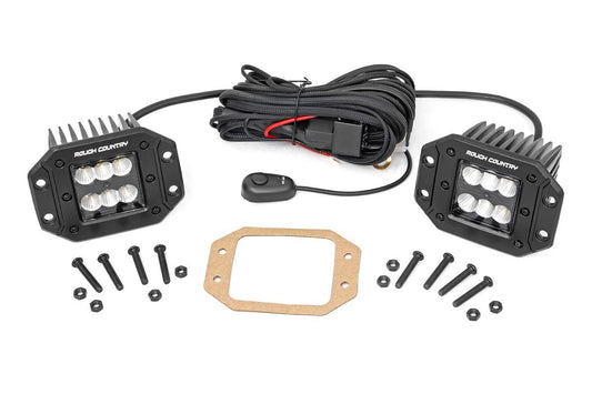 ROUGH COUNTRY 2-INCH SQUARE FLUSH MOUNT CREE LED LIGHTS - (PAIR BLACK SERIES)