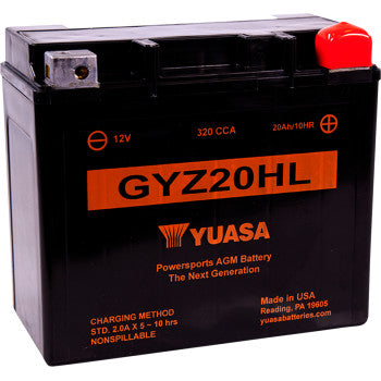 YUASA  YUAM720GHGYZ Factory-Activated AGM Maintenance-Free Battery AGM Battery - GYZ20HL FOR SKI-DOO, VICTORY, INDIAN, HARLEY DAVIDSON, YAMAHA, SEE-DOO, VICTORY, & POLARIS
