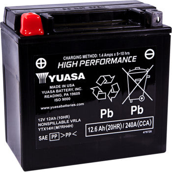 YUASA High Performance AGM Maintenance-Free Battery AGM Battery - YTX14H FOR YAMAHA, BMW, APRILIA, KYMCO, PIAGGIO, & KAWASAKI