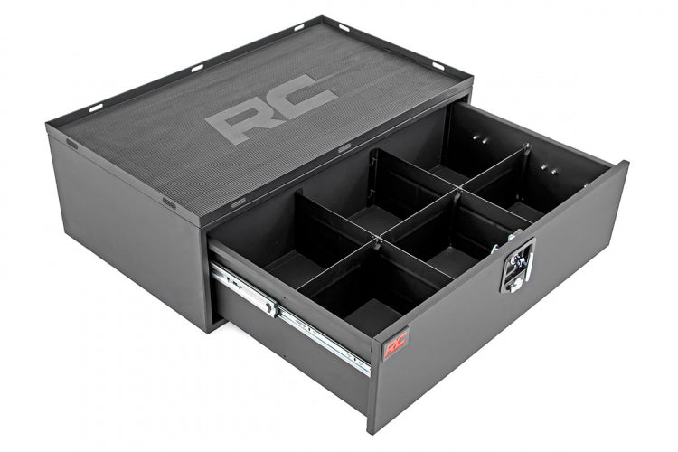 ROUGH COUNTRY STORAGE BOX METAL | SLIDE OUT LOCKABLE DRAWER | JEEP WRANGLER JL (18-23)